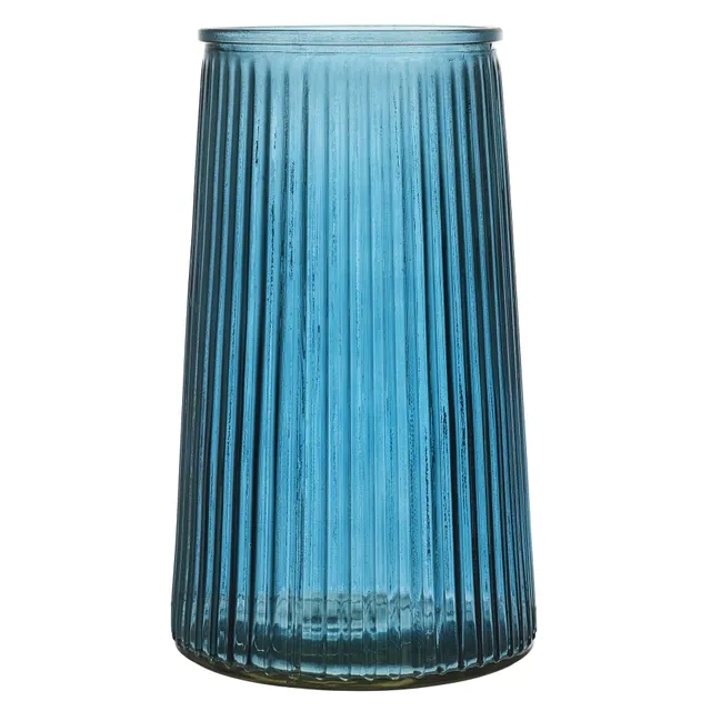 Vase strié Louise fleurs fraîches et séchées 21,5 cm