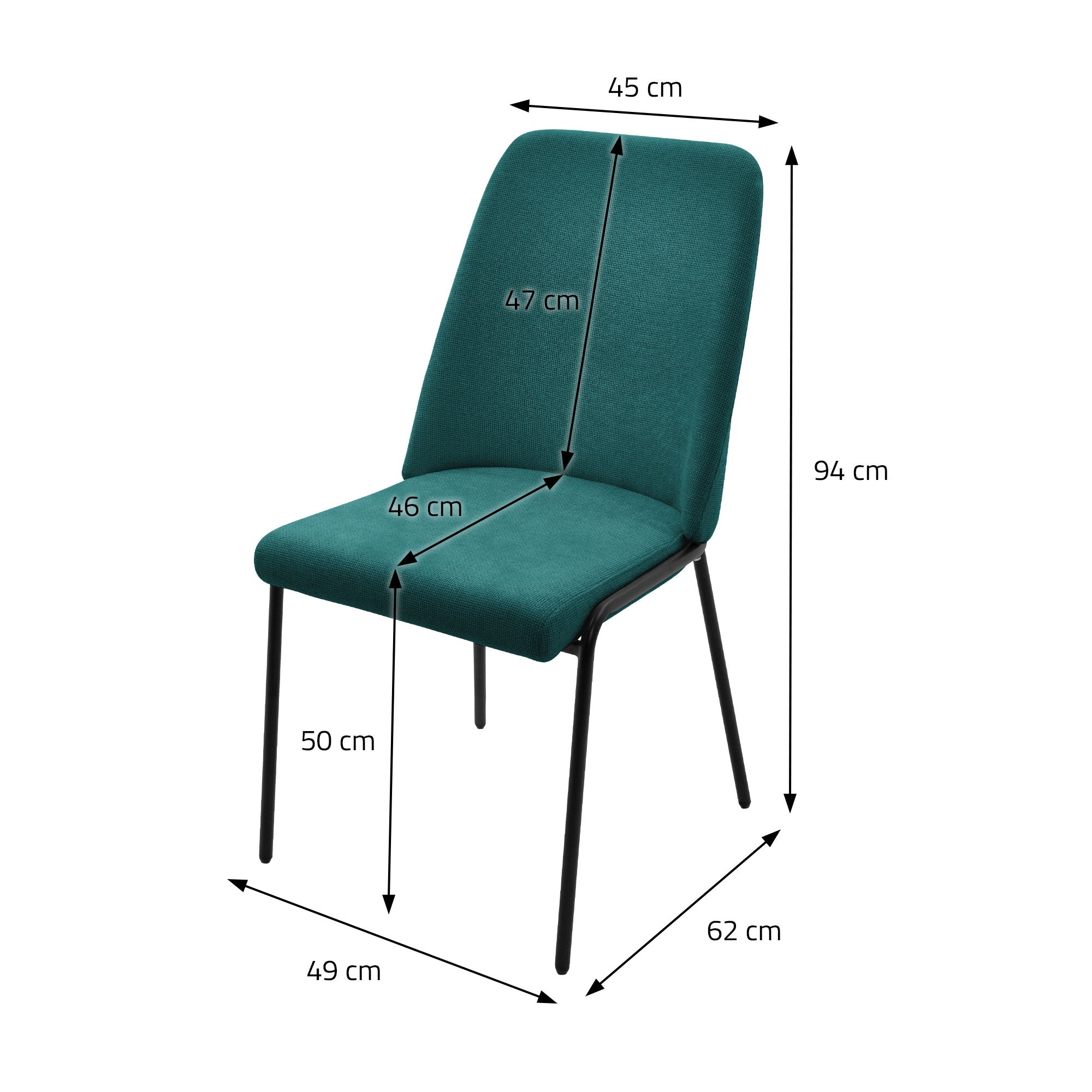 ECD Germany ML-Design chaise pétrole lot 2 rembourrée