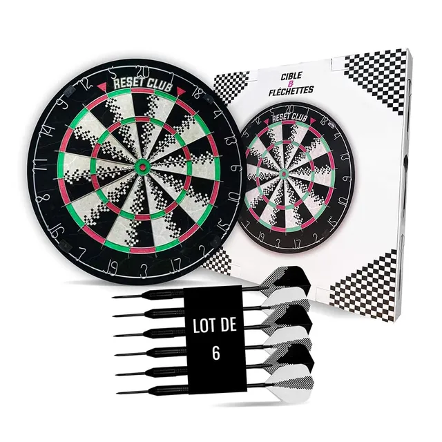 Reset Dartboard cible fléchettes sisal 45 cm + 6 fléchettes