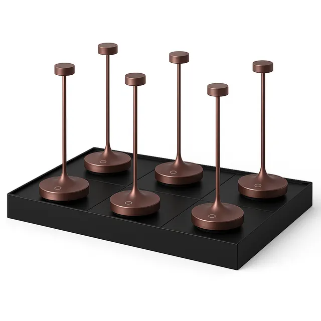 Red Deco Ruby Copper lot 6 lampe sans fil LED cuivre H25cm