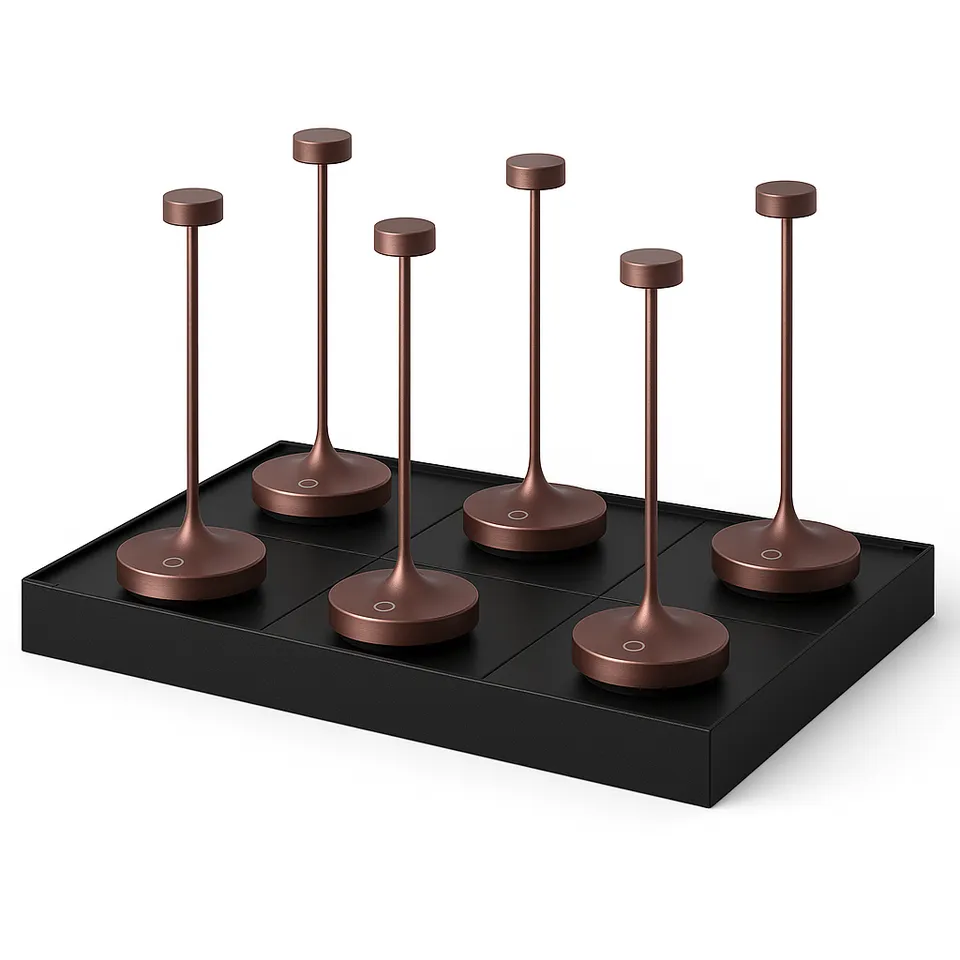 Red Deco Ruby Copper lot 6 lampe sans fil LED cuivre H25cm