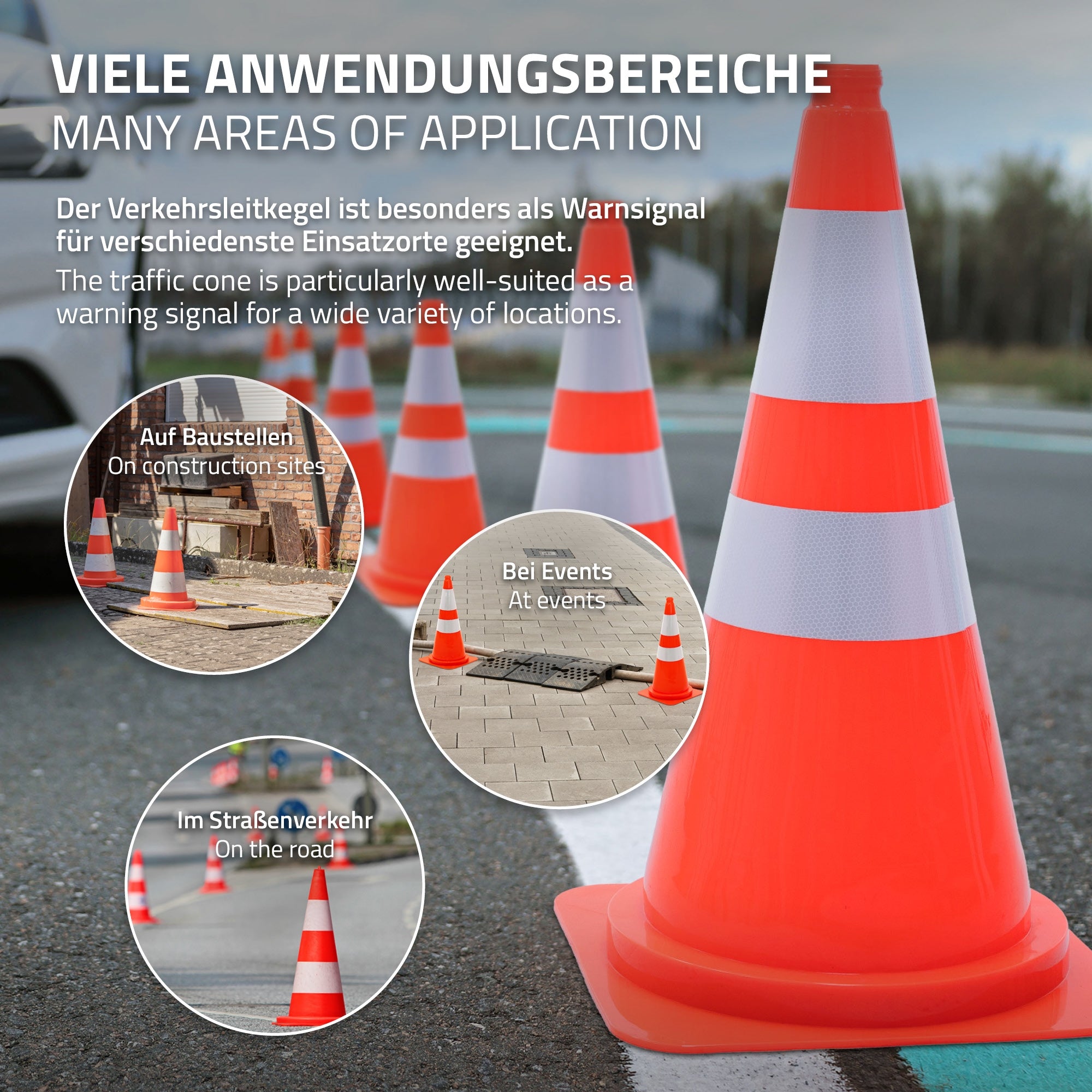 ECD Germany Plot chantier 75 cm orange PE bandes réfléchissantes