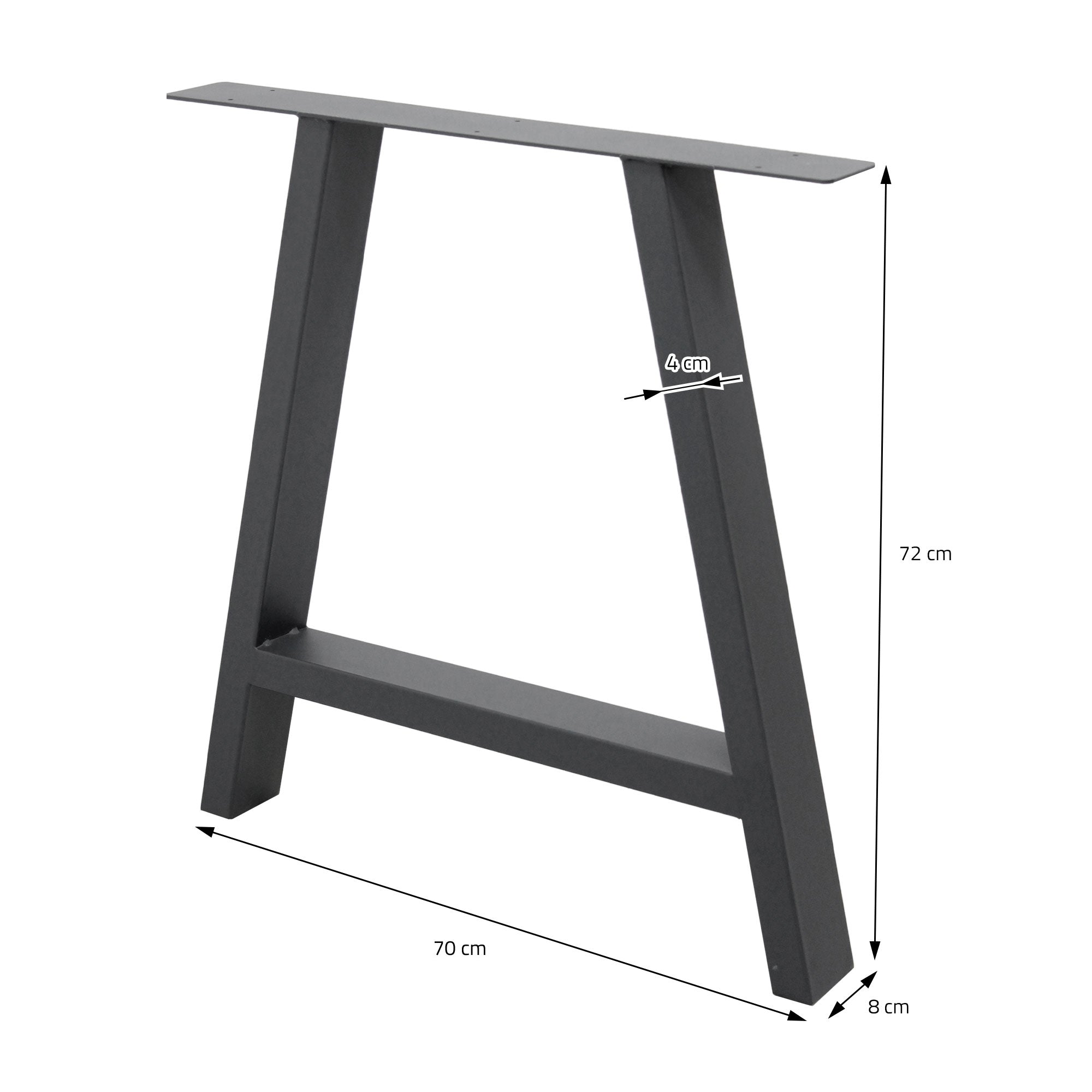 ECD Germany Möbel lot 2 pieds de table A 70x72 anthracite acier