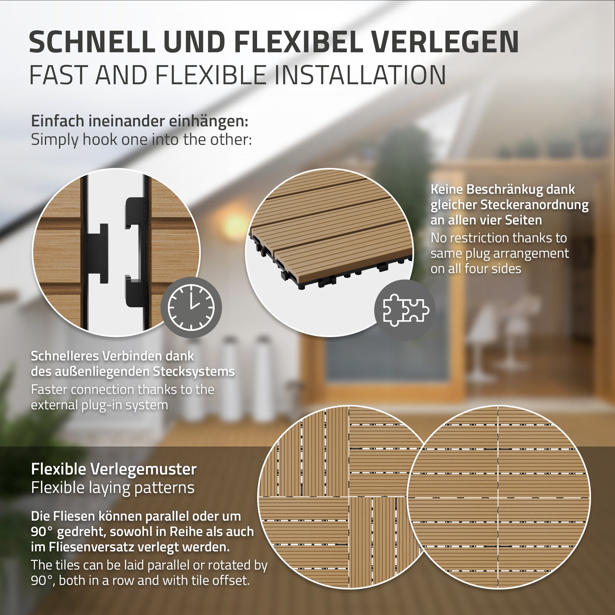 ECD Germany Garten dalle terrasse WPC teck 60x30 lot 18
