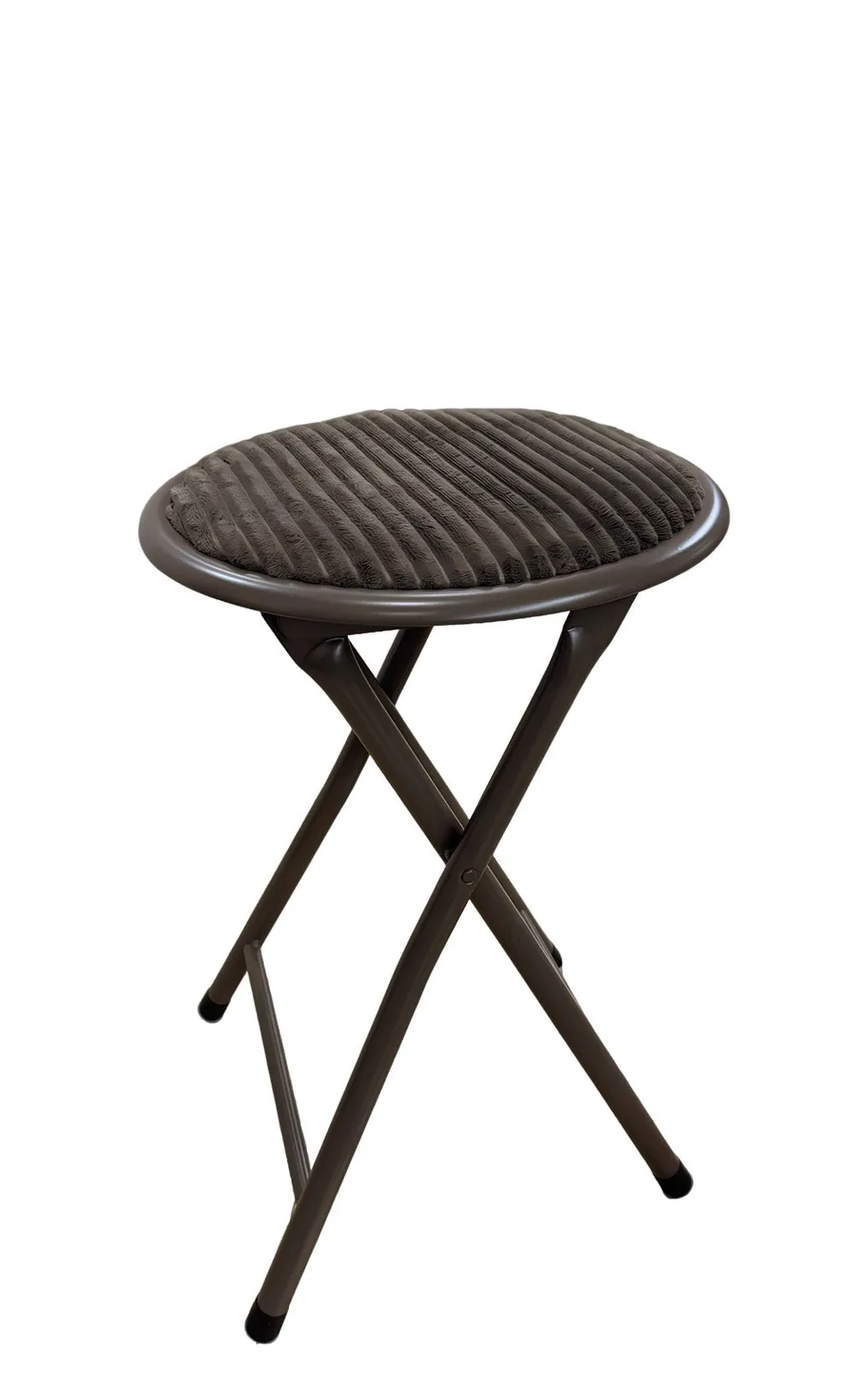 Stokomani Maison Tabouret pliable velours côtelé marron
