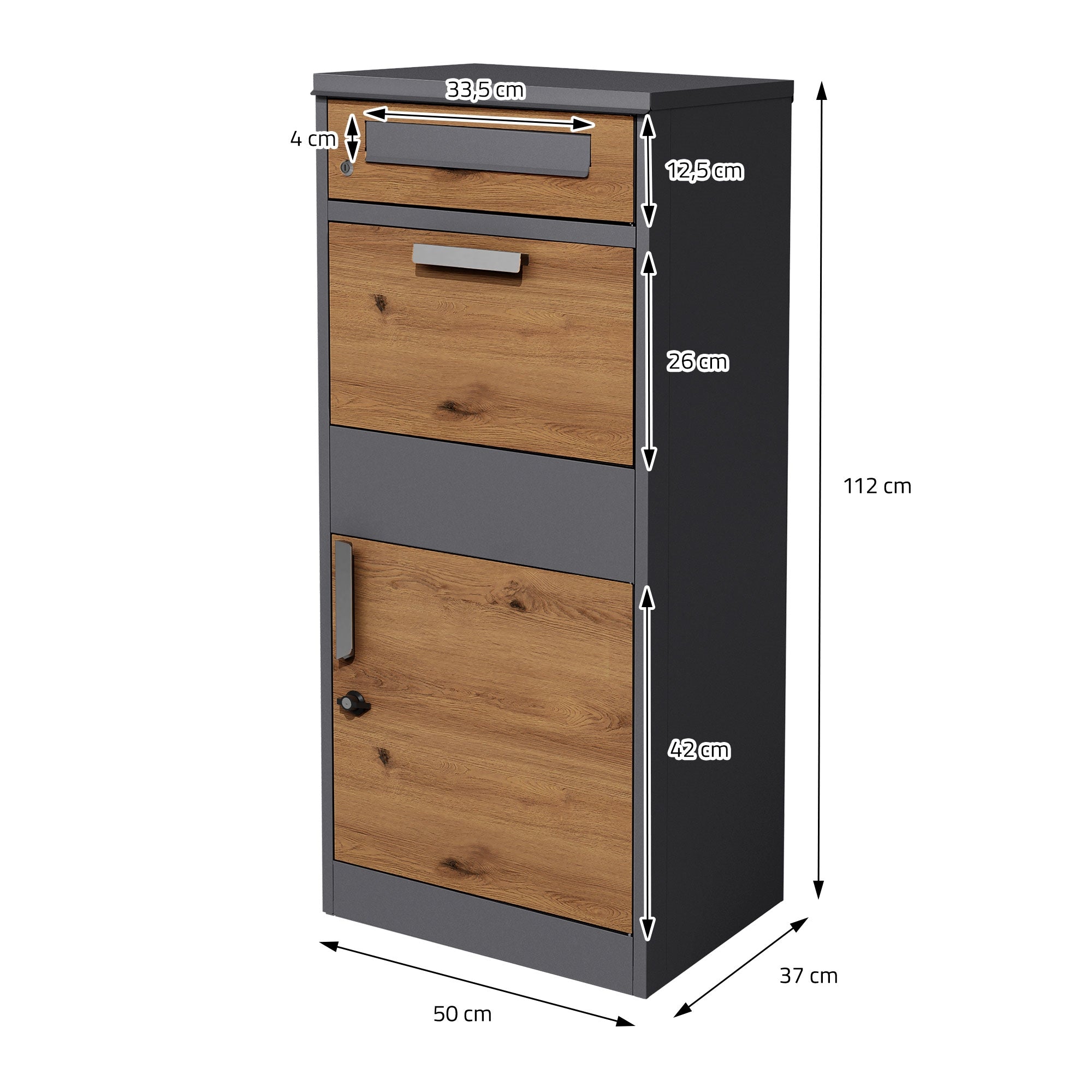 ECD Germany boîte aux lettres colis anthracite chêne 50x112x37