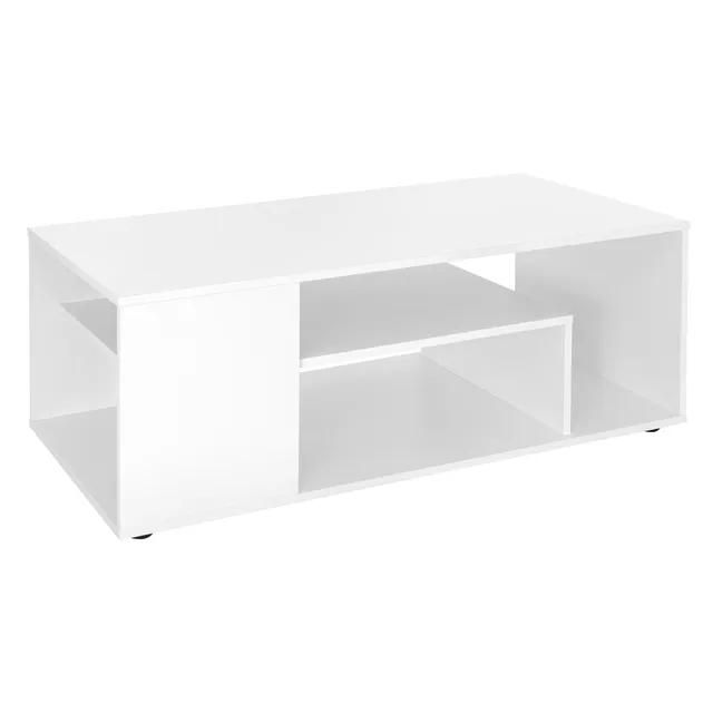 ECD Germany table basse 110x50x41 cm blanche 4 niches