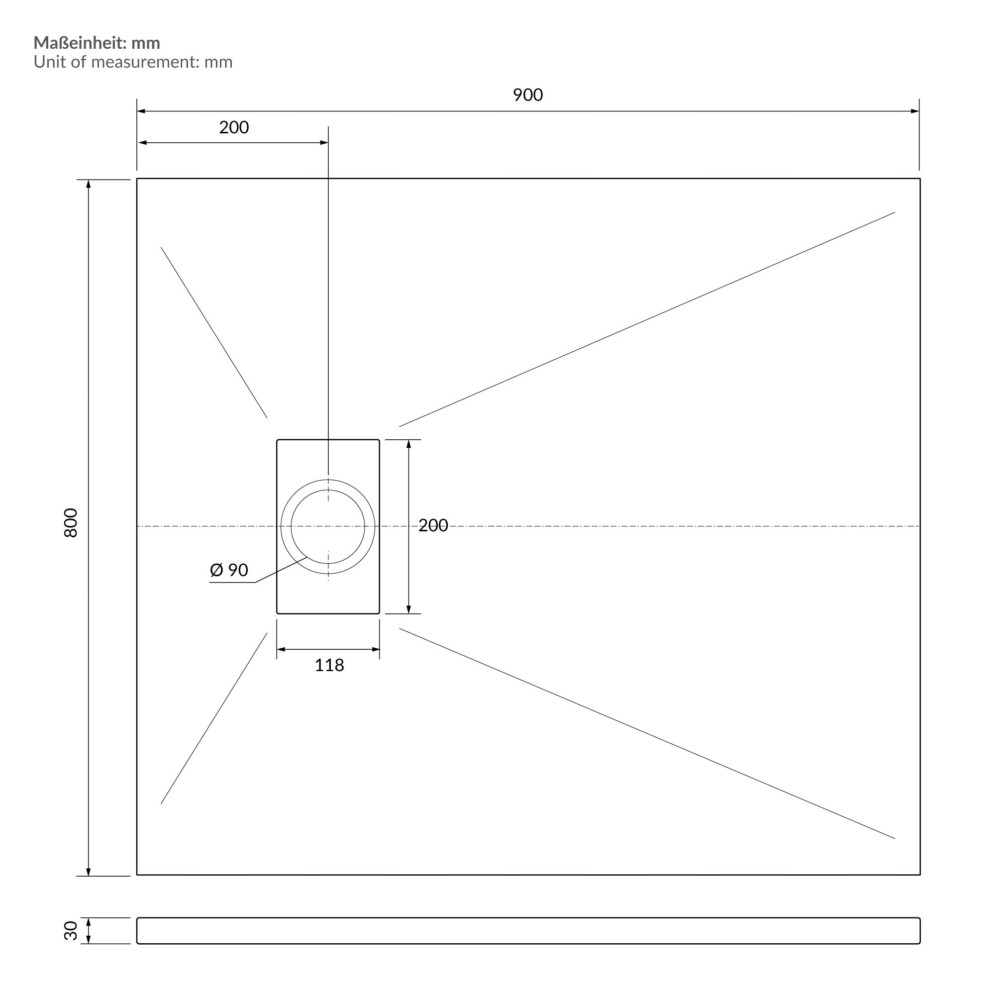 LuxeBath Receveur Douche Noir 90x80 cm Extra-Plat Antidérapant