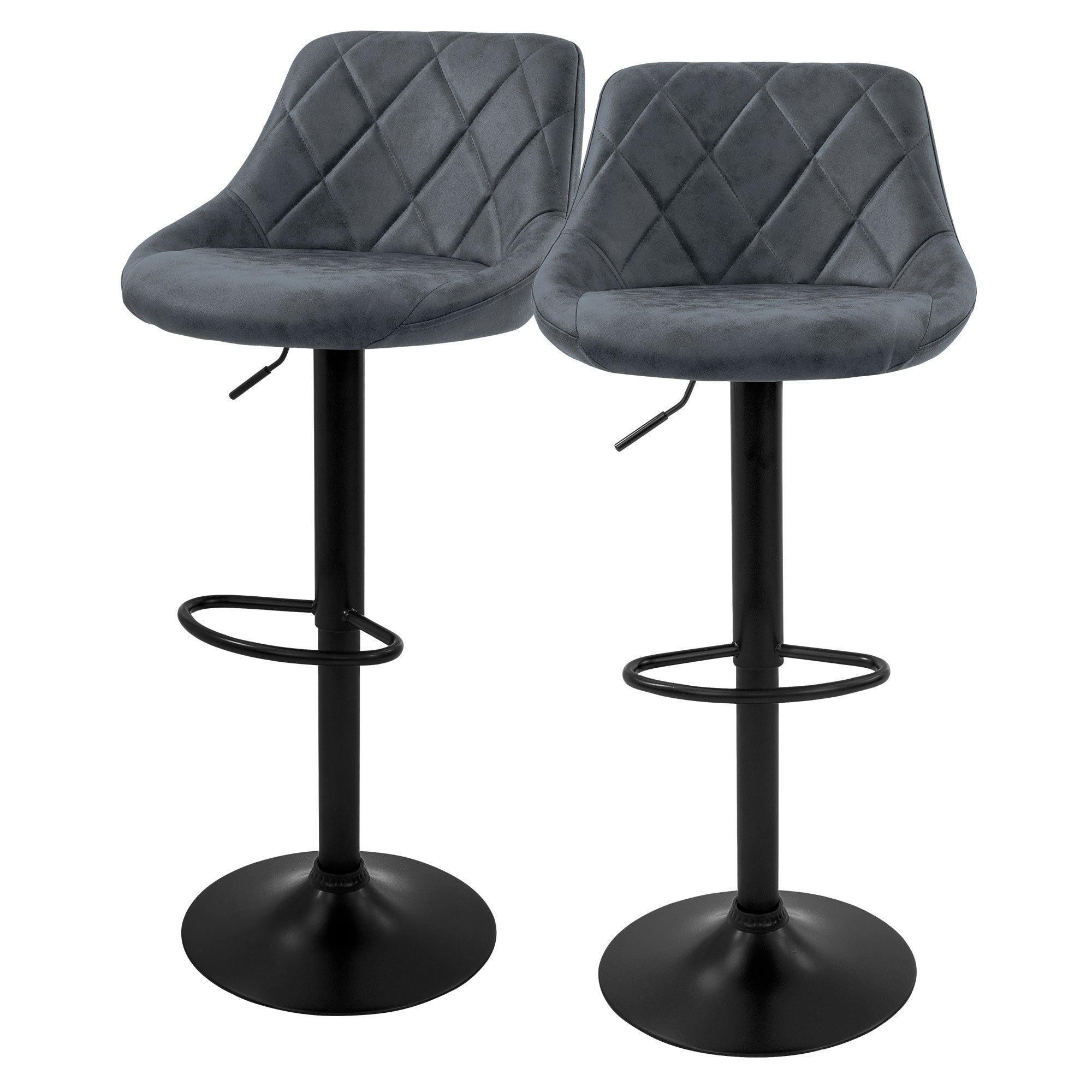 ECD Germany ML-Design tabouret de bar lot de 2 anthracite 62-82 cm