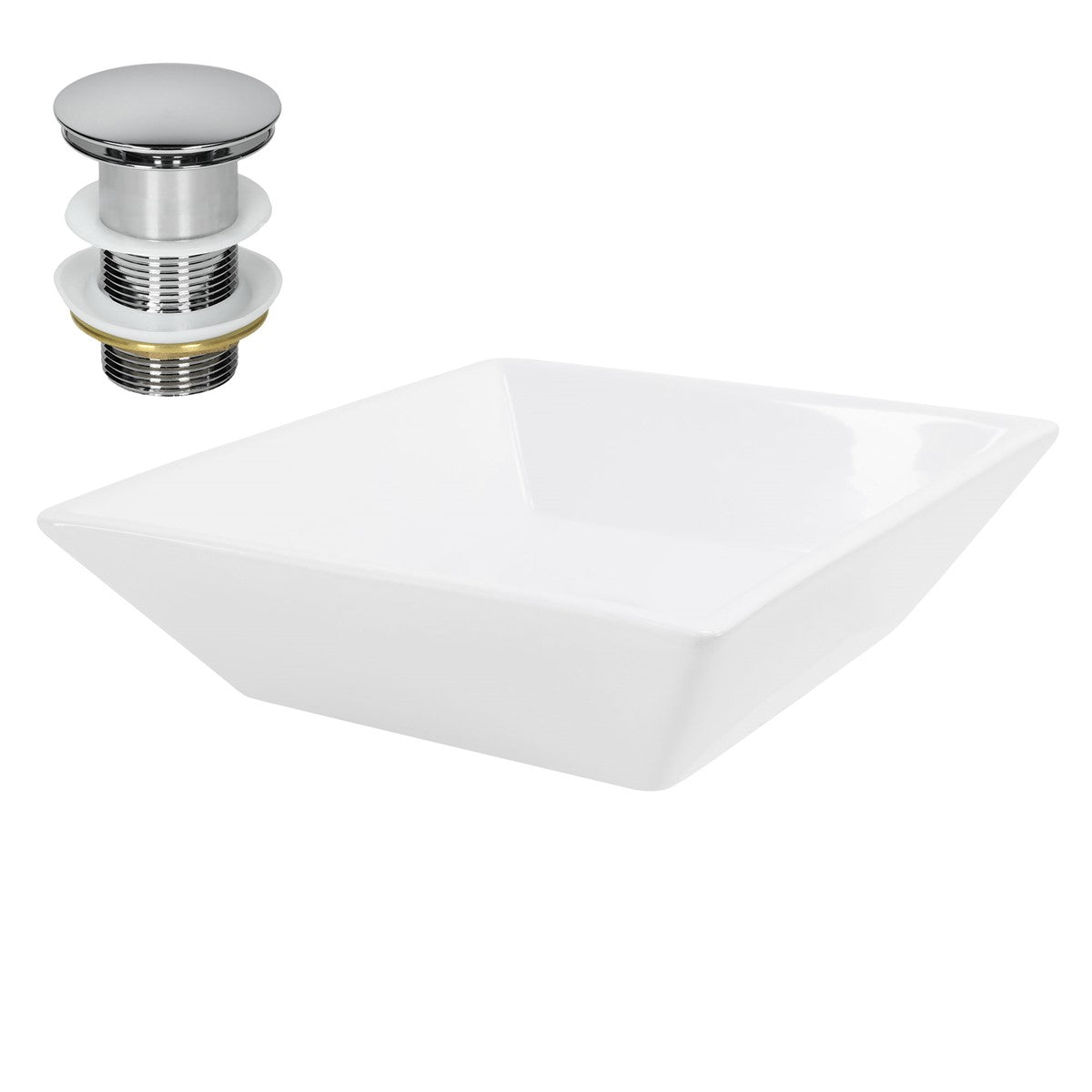 ECD Germany LuxeBath lavabo carré céramique 41x41 blanc à poser