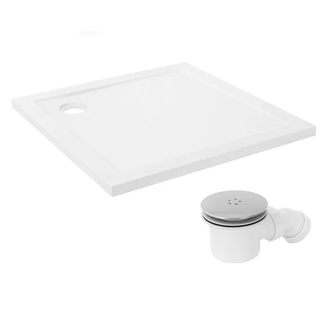 ECD Germany Sanitär receveur douche 90x90 cm blanc avec bonde