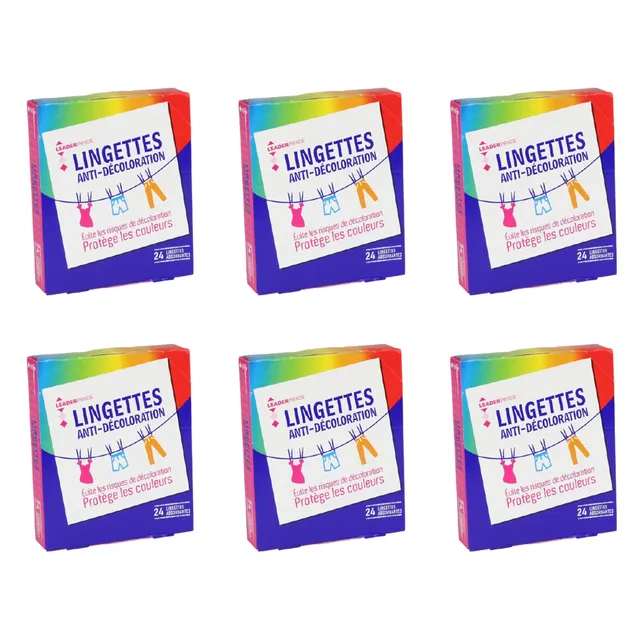 Leader Price lingettes anti-décoloration x24 lot 6 144 pièces