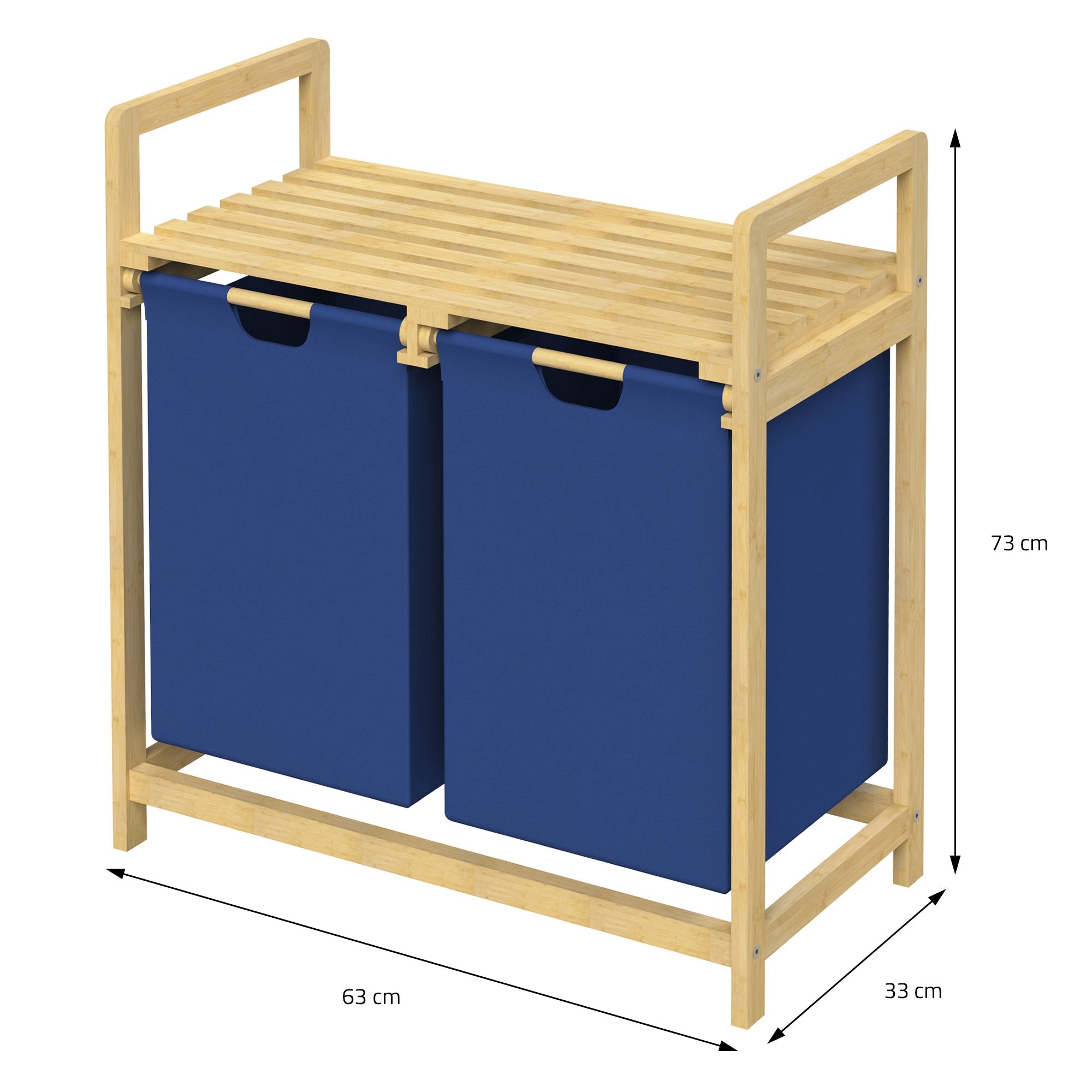 ECD Germany Möbel panier linge bambou 2x30L bleu foncé