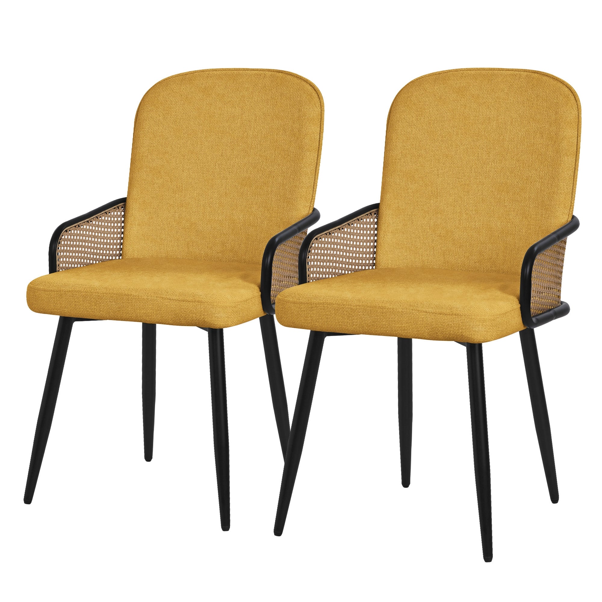 ECD Germany Möbel lot 2 chaises salle à manger moutarde rotin