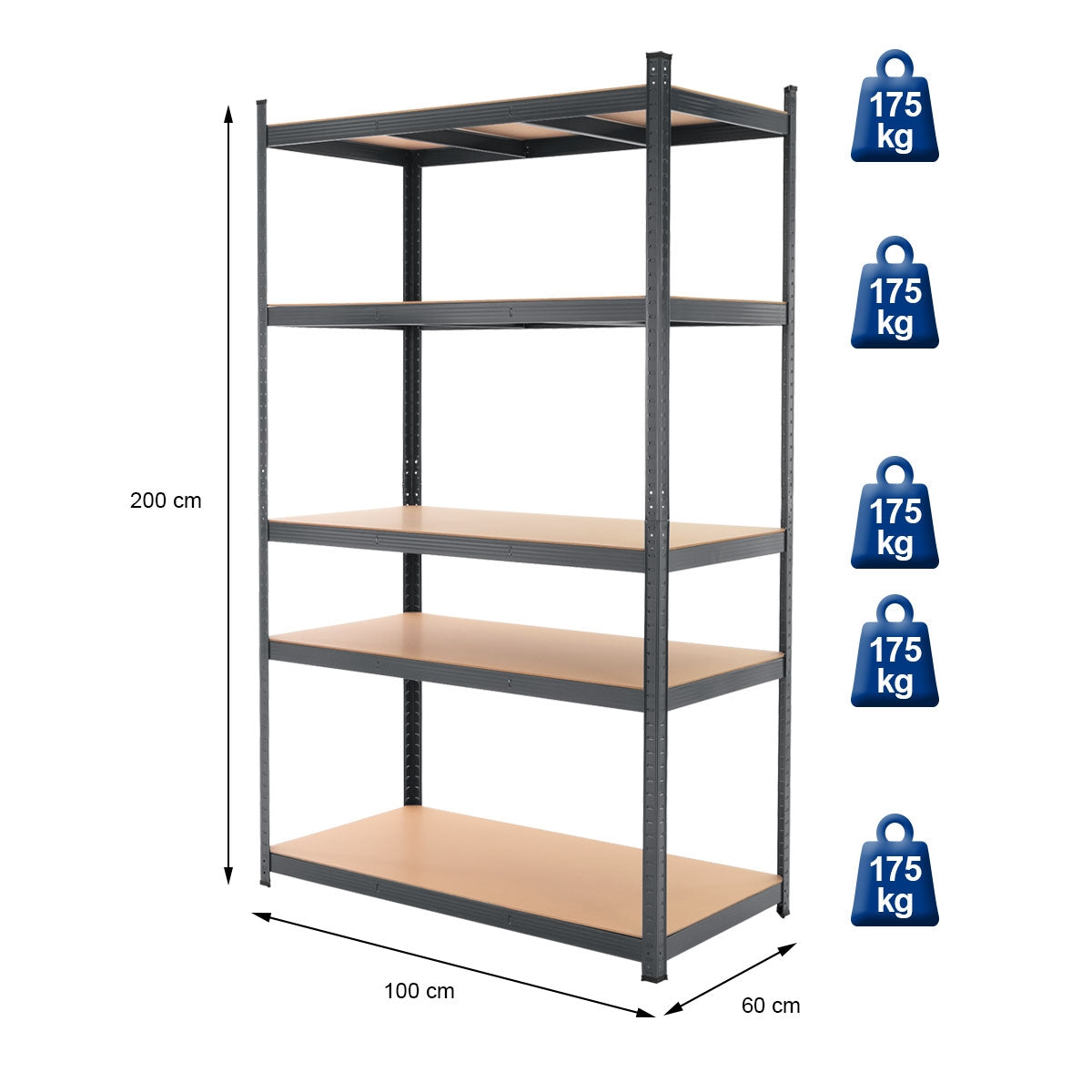 ECD Werkstatt régale 200x100x60 étagère anthracite