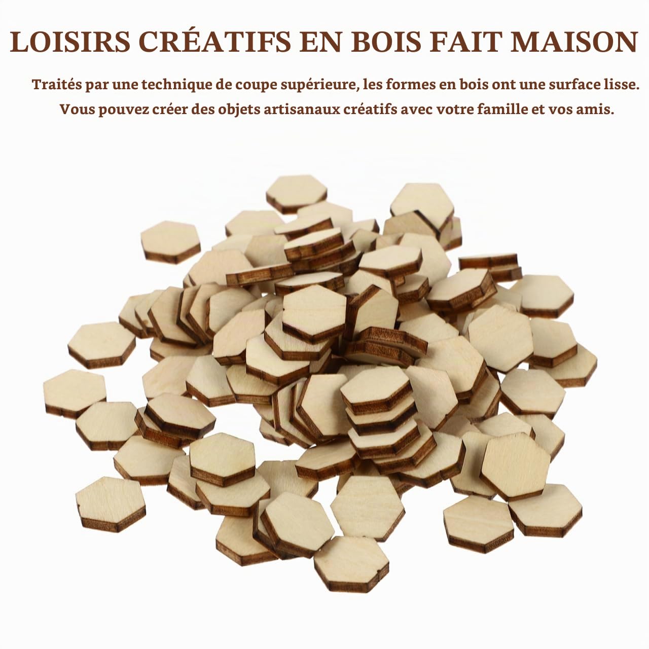 Milisten Hexagones bois hêtre 12,5mm x200 brut