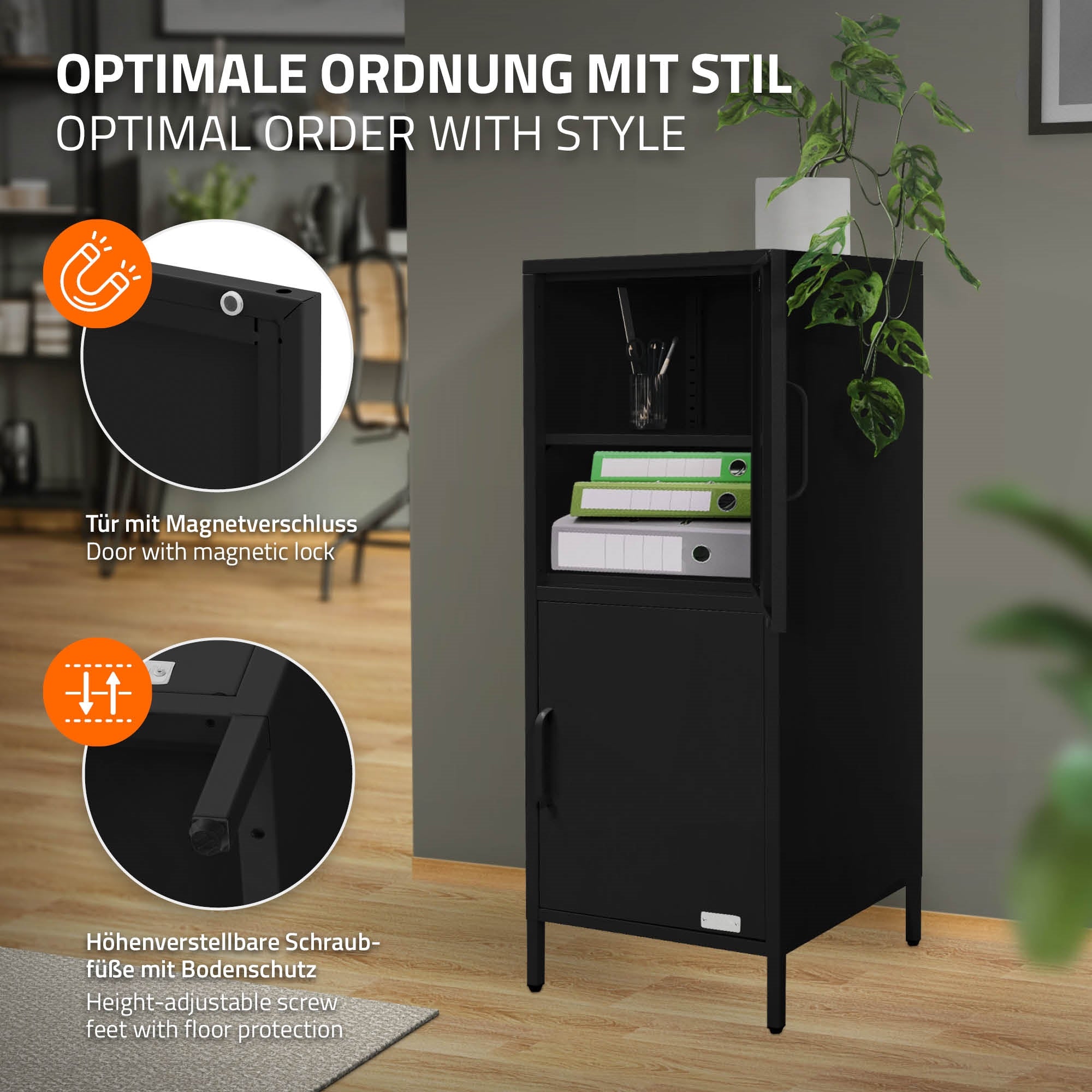 ECD Germany ML-Design armoire métal 2 portes 40x101,5x40 cm