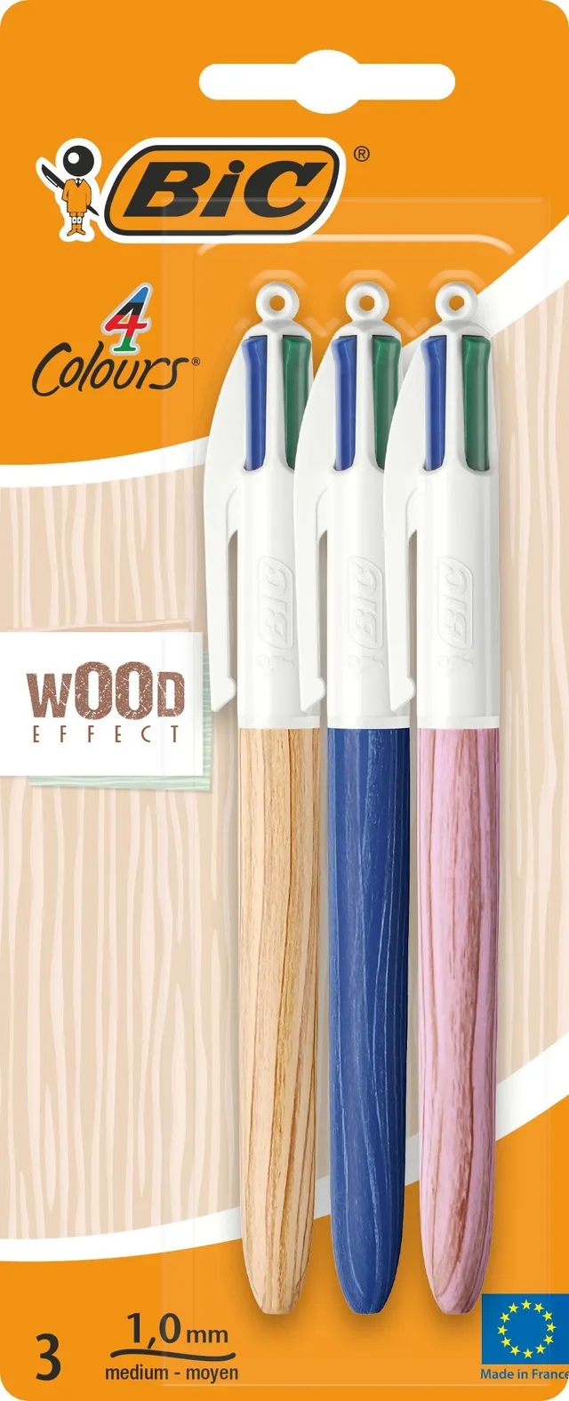 Stokomani Scolaire Lot 3 Stylos 4 Couleurs Wood Multicolore