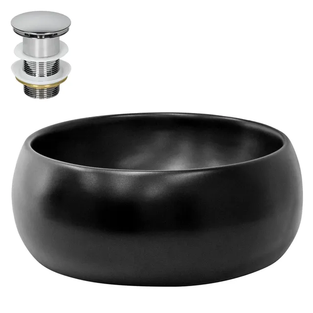 ECD Germany Sanitär Vasque à poser noire 40x15,5 cm céramique