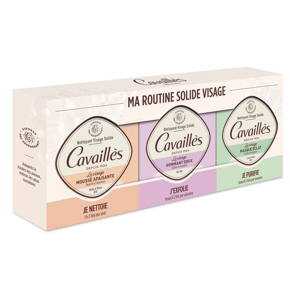 Cavaillès Coffret 3 Savons Routine Solide Visage Savon Corps