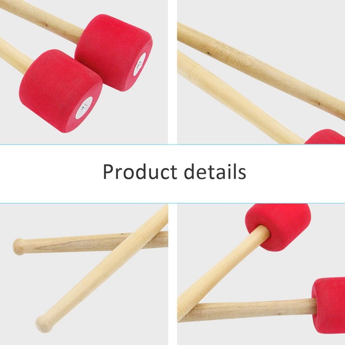 Milisten Marteau Grosse Caisse Bois Mousse Rouge 33CM