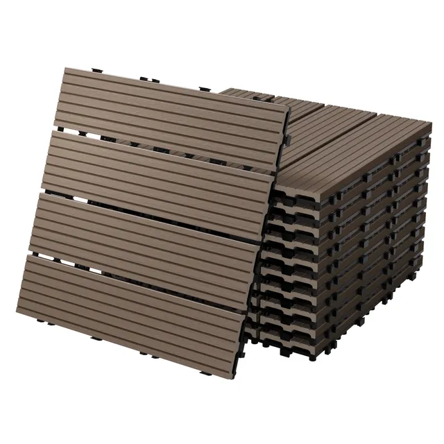 ECD Germany Garten dalles terrasse WPC 30x30 brun foncé 33 pièces 3m²