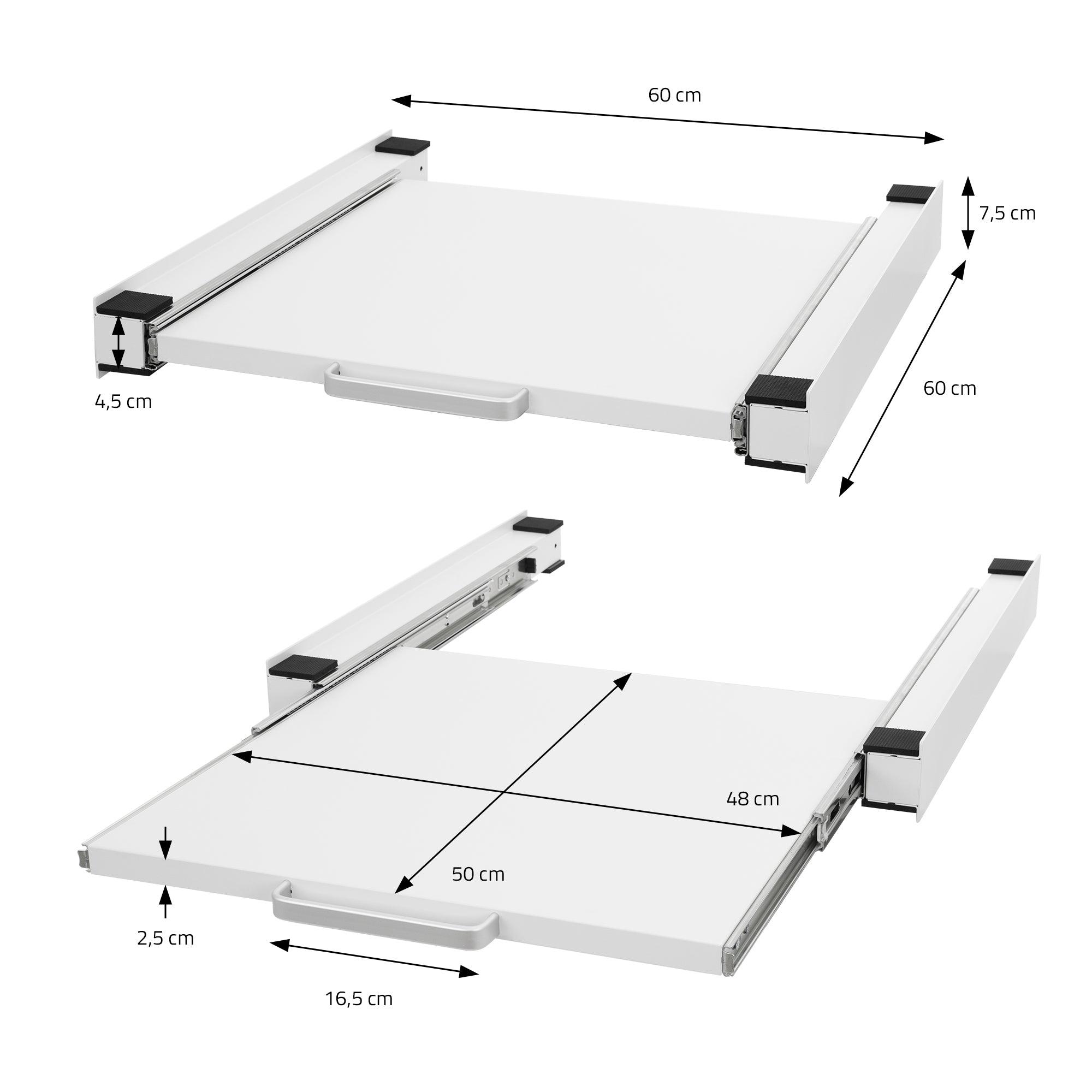 ECD Germany Möbel cadre superposition 60x60 blanc avec tablette
