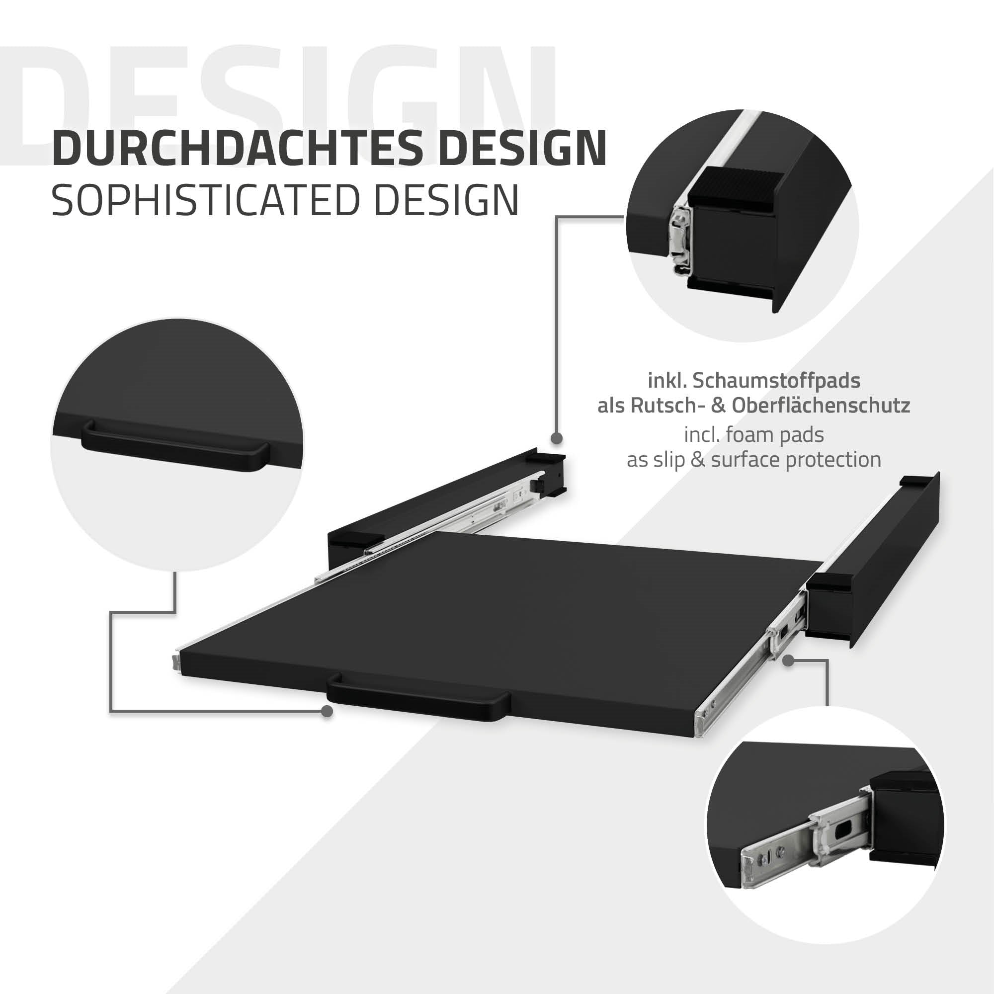 ECD Germany Cadre Superposition Lave-Linge 60x60 Noir Tablette