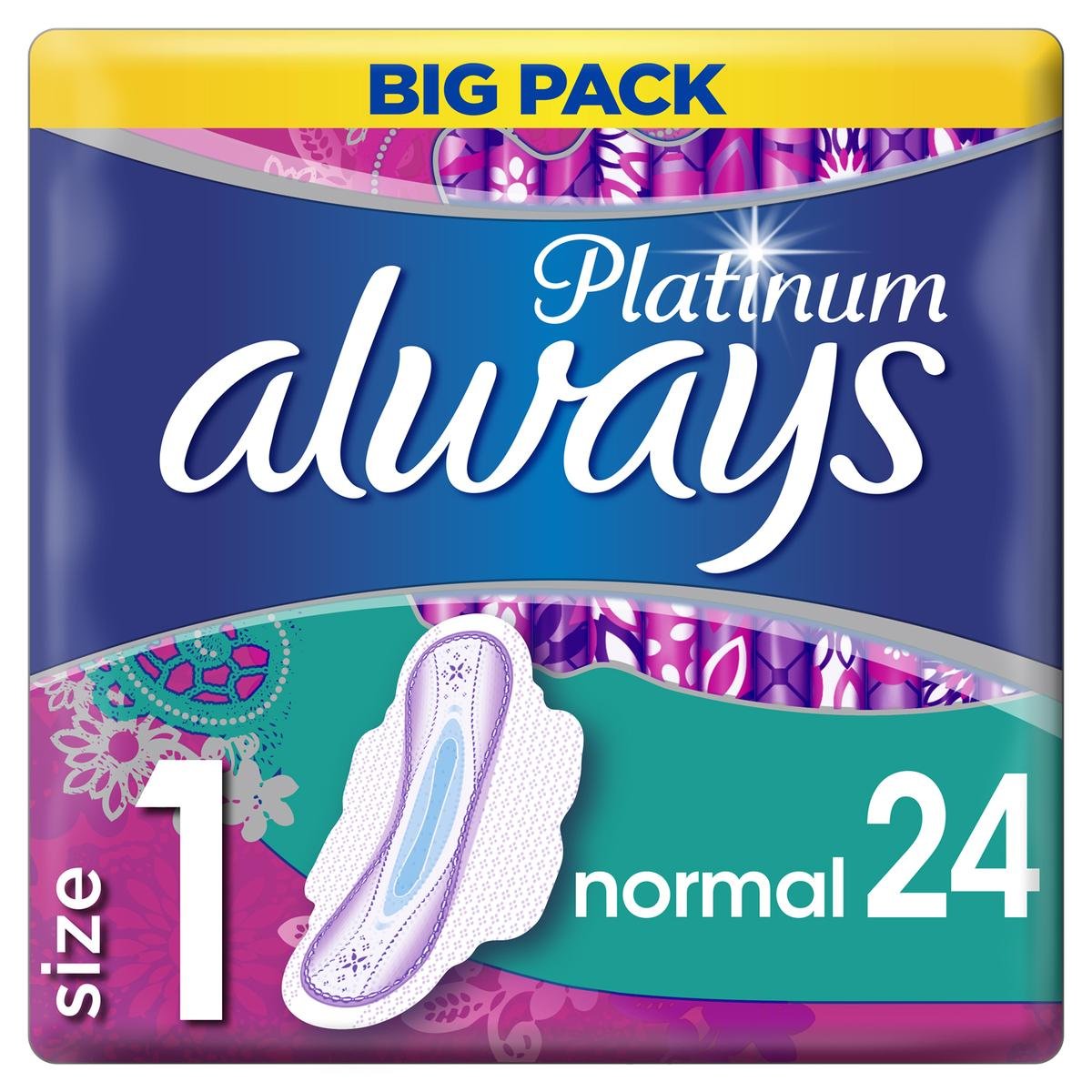 Always Platinum serviettes hygiéniques taille 1 24 unités avec ailettes