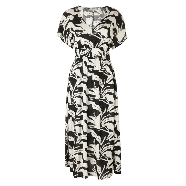 Stokomani Mode robe longue imprimée noir taille 38 fluide