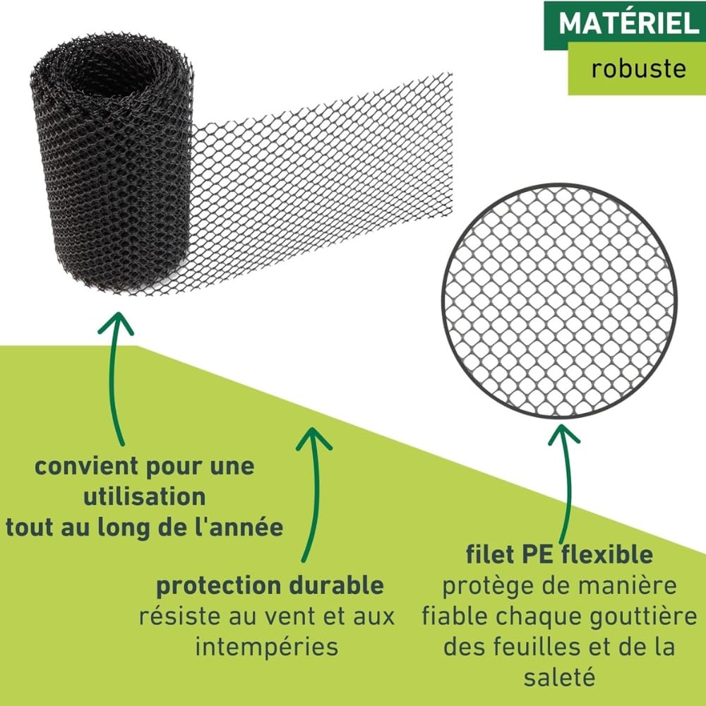 Shop-Story Gardgut Grillage Gouttière Mailles Fines 15cm x 6m Noir