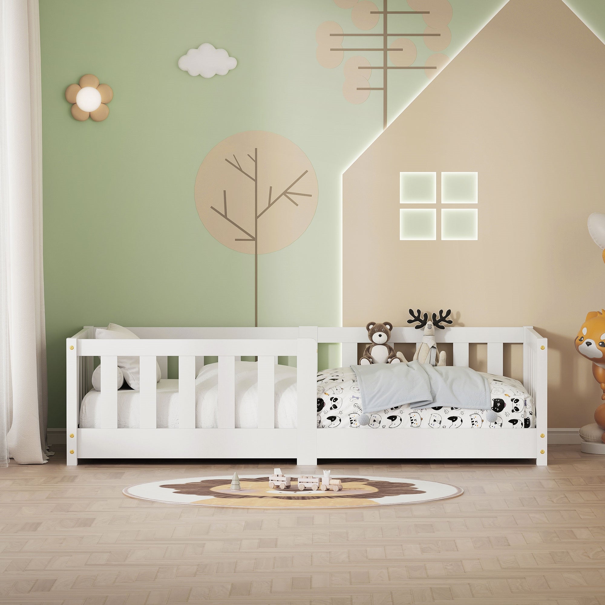 ECD Germany Kinder lit enfant 70x140 blanc avec barrière