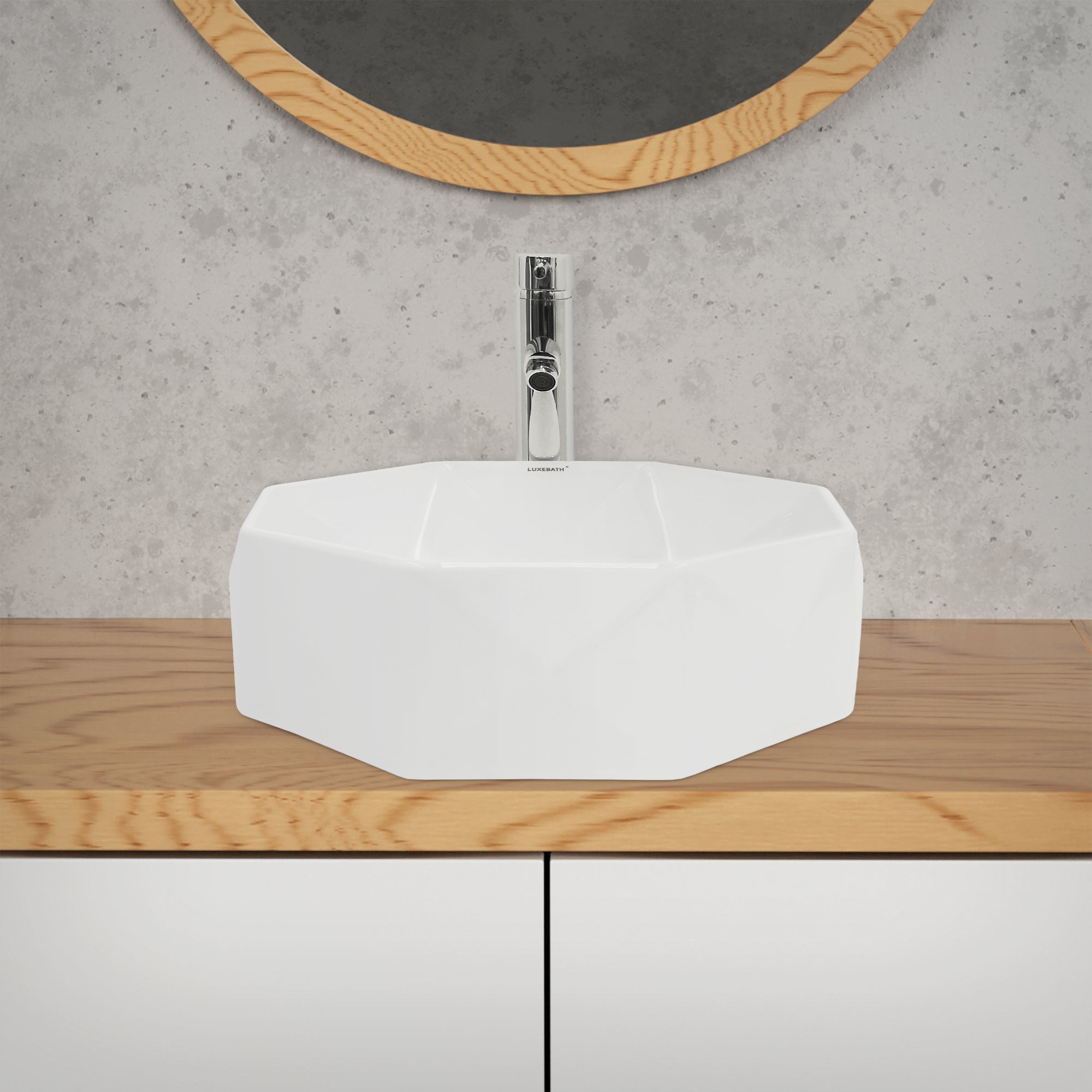LuxeBath Diamant 42 cm vasque blanche céramique sans trop-plein