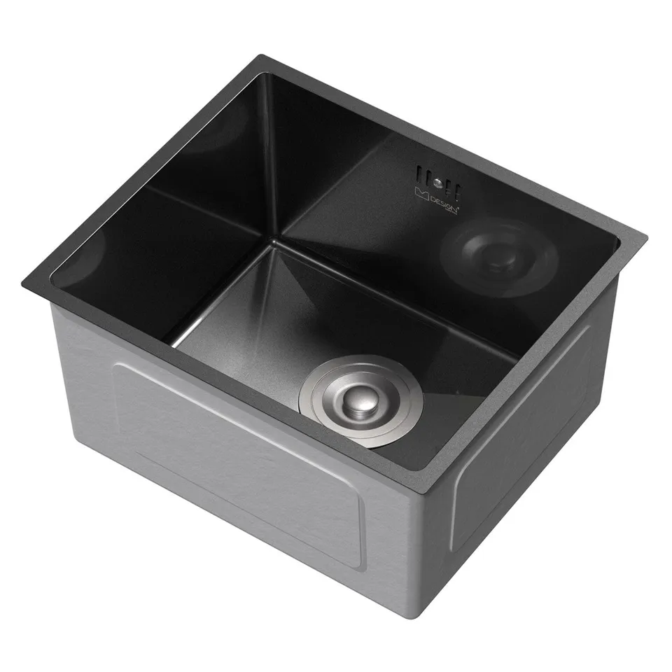ECD Germany Sanitär évier inox 34x40 cm anthracite 1 bac