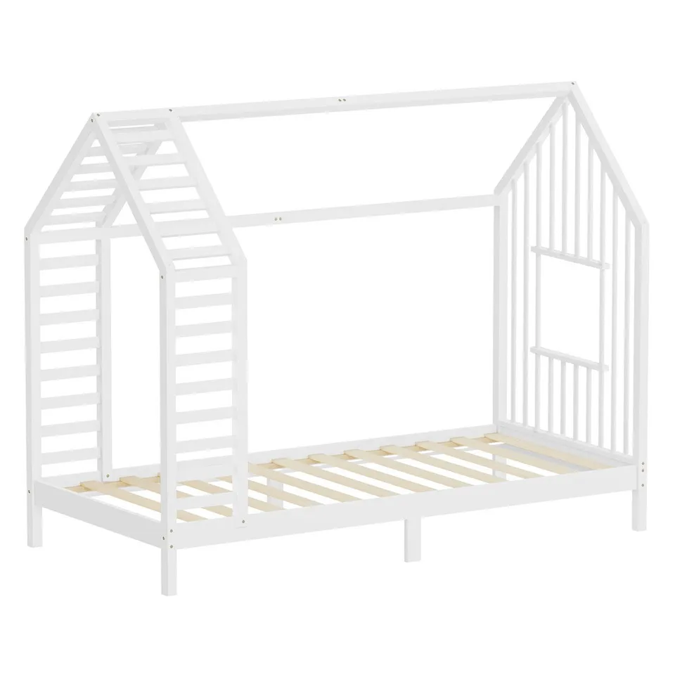 ECD Germany Kinder lit cabane blanc 90x200 cm pin sans matelas