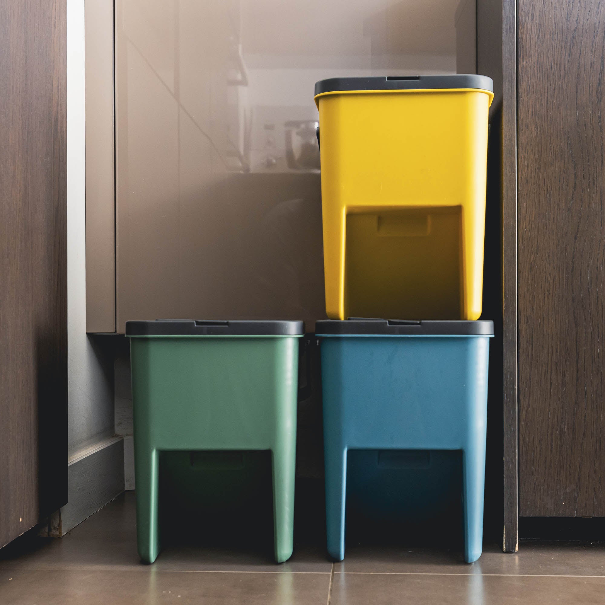 Red Deco Bergen lot 3 poubelles tri 20L empilables