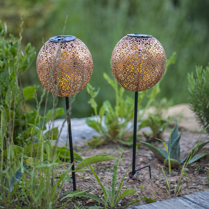 Red Deco Agadir lampe solaire lot de 2 bronze blanc chaud H45 cm