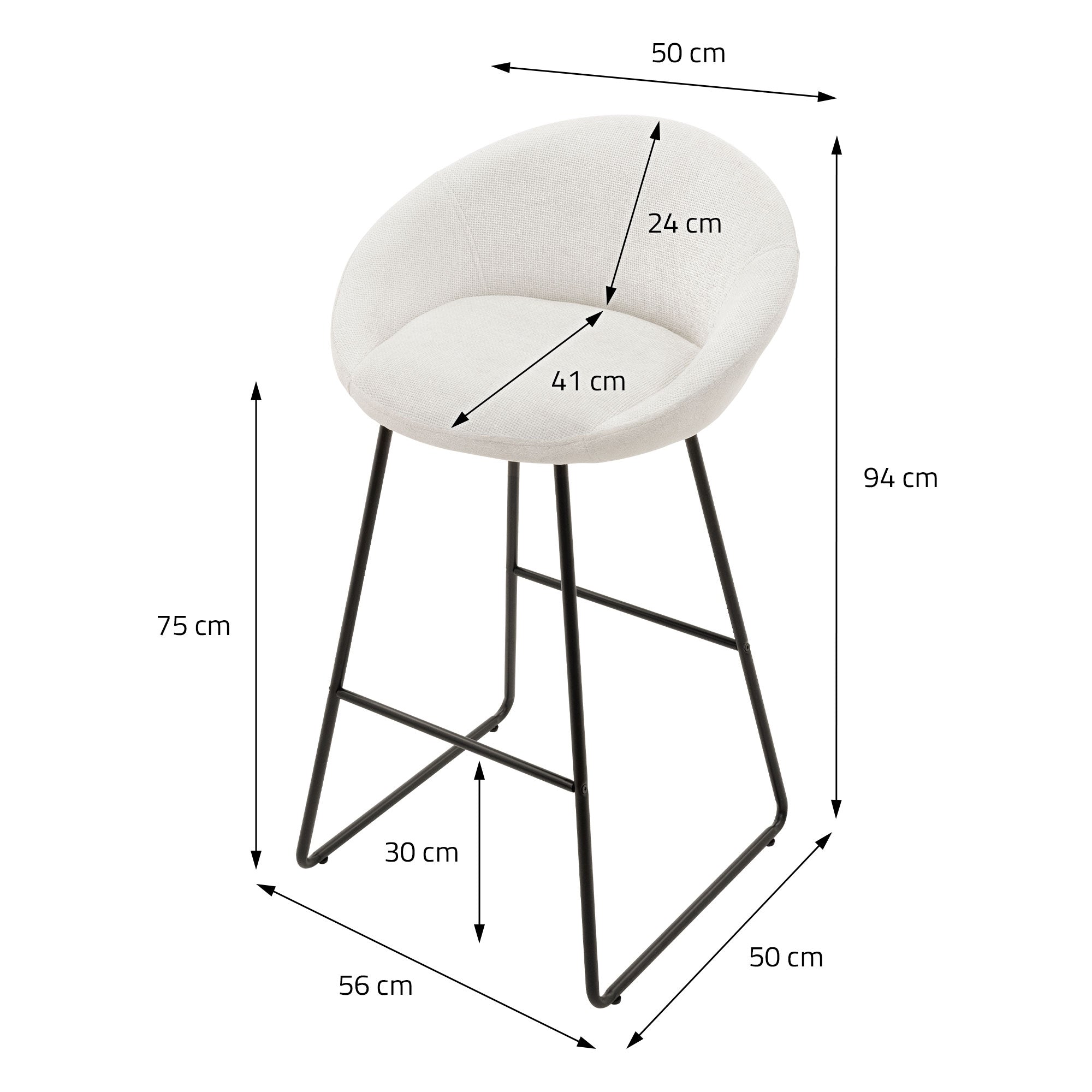 ECD Germany Möbel Barhocker 56x94x50 cm Lot 2 tabourets bar beige