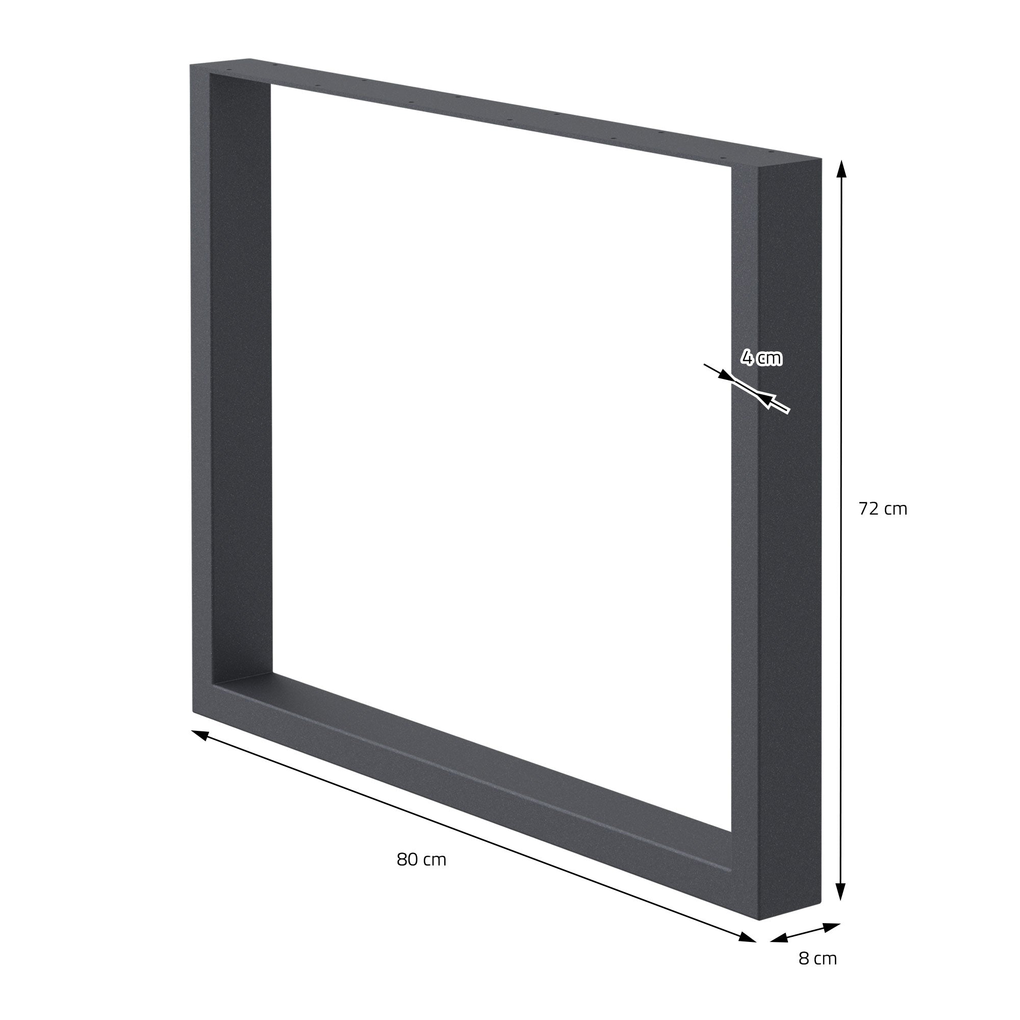 ECD Germany Möbel pied table traîneau 80x72 anthracite lot 2 acier