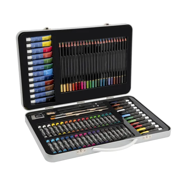 Stokomani 90 pcs mallette artiste métal dessin enfant loisirs créatifs