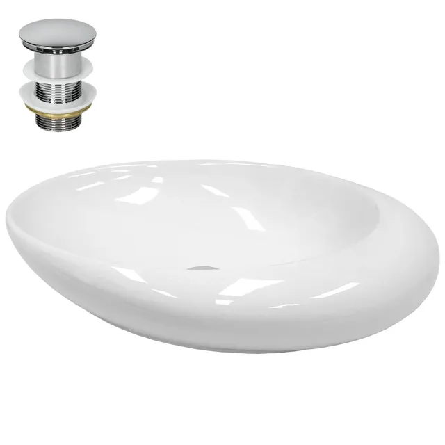 LuxeBath vasque à poser céramique blanche 58,5 cm bonde