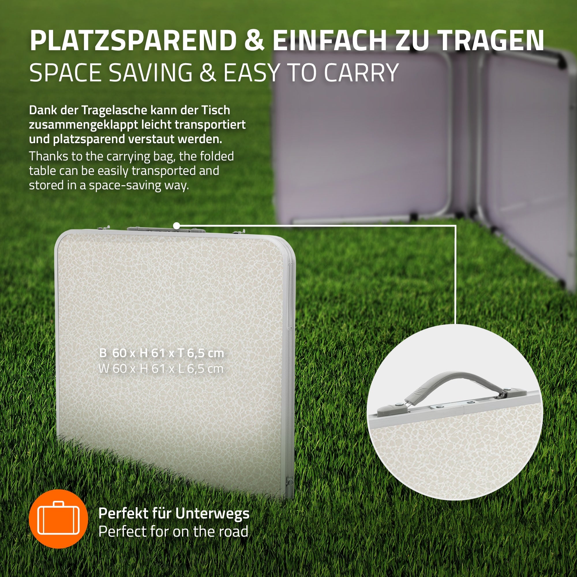ECD Germany Sport table camping pliante 120 cm blanc crème alu