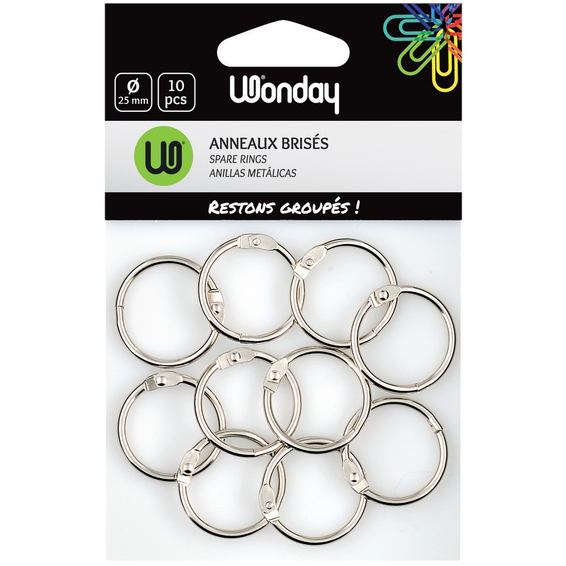 Safe Tool Fournitures de bureau sachet 10 anneaux brisés 25mm
