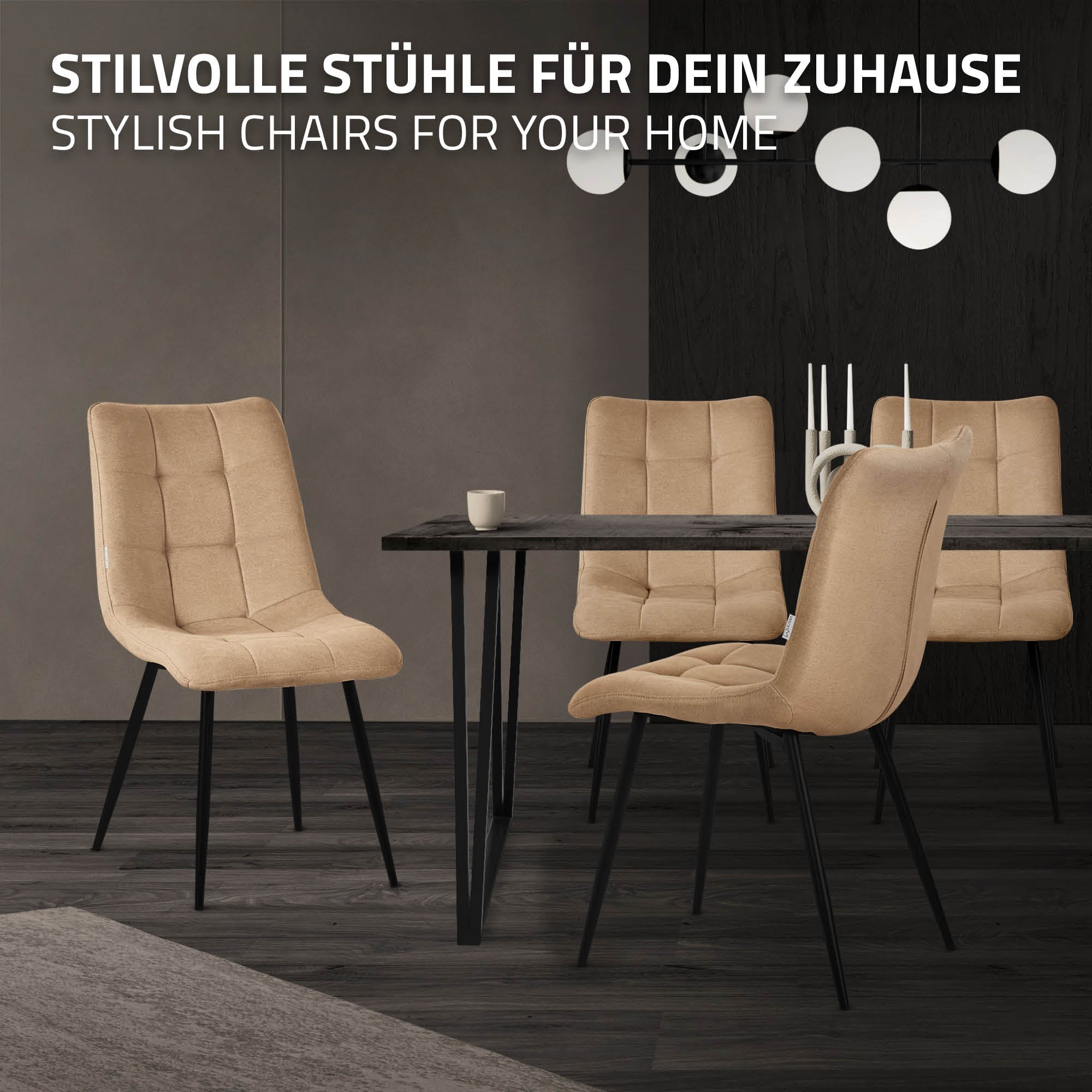 ML-Design B-Ware chaise marron clair lot de 2 polyester