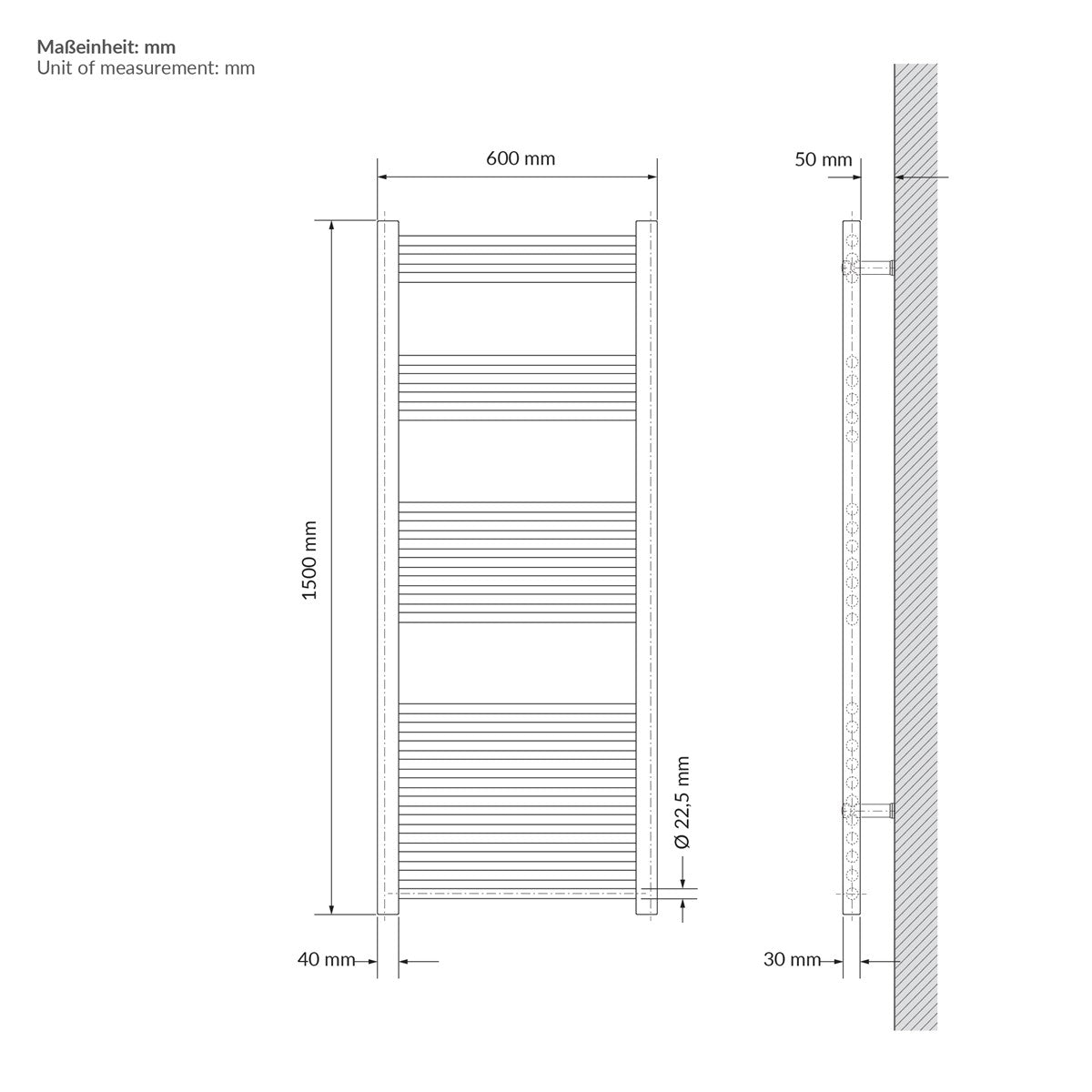 ECD Germany Sahara 600x1500 sèche-serviettes beige vanne
