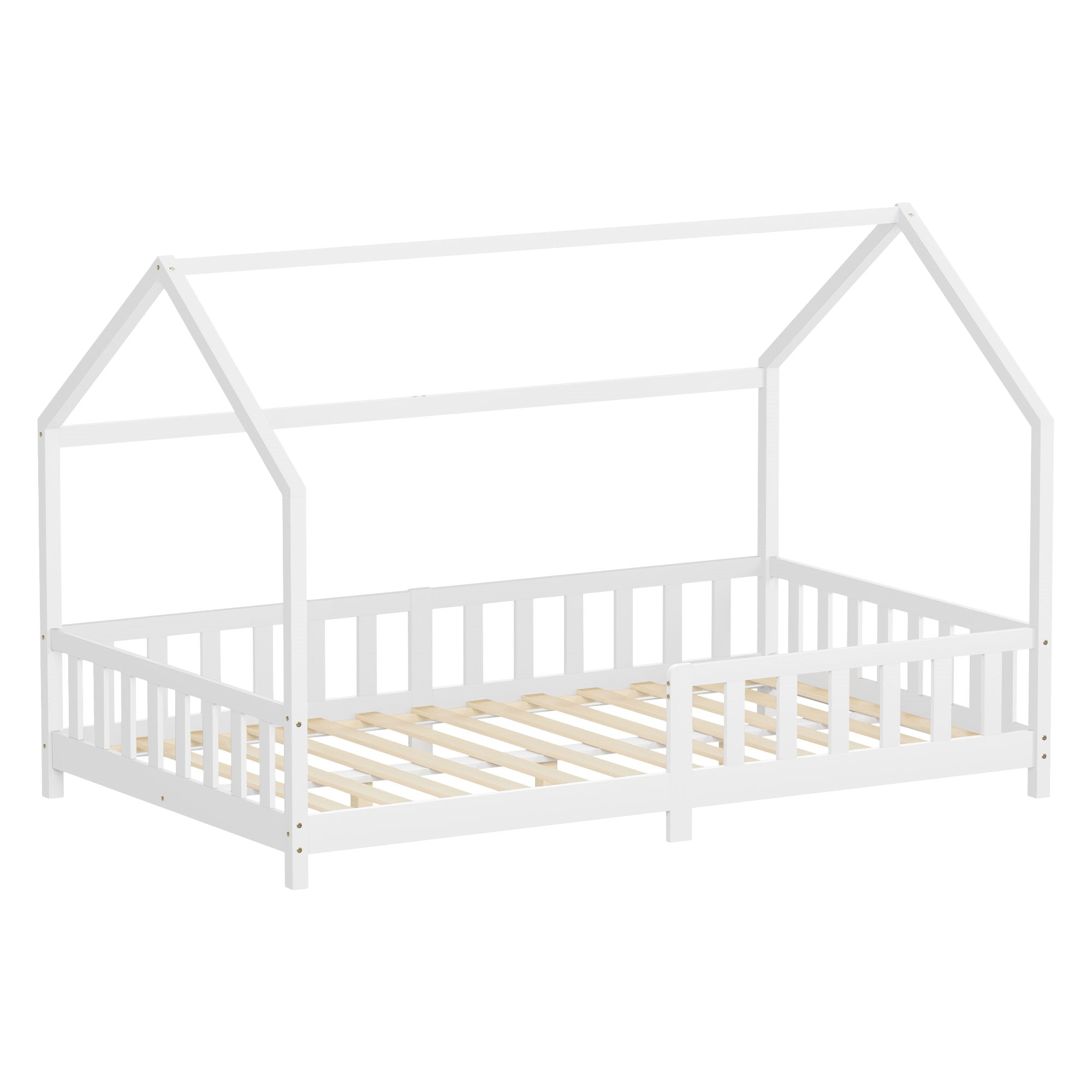 ECD Germany Kinder lit cabane enfant pin blanc 120x200 + sommier