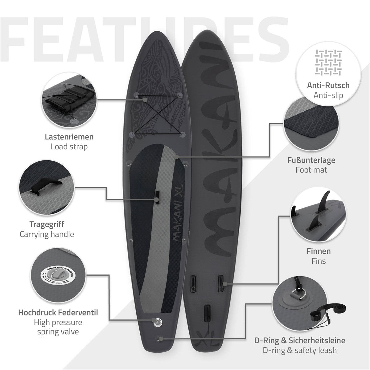 ECD Germany Makani Paddle gonflable noir 380 cm XL
