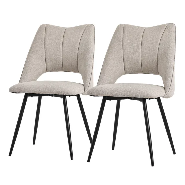 ECD Germany Möbel ML-Design chaise cuisine beige lot de 2 rembourrée