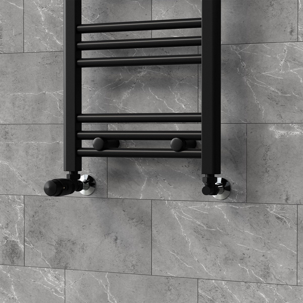 LuxeBath Robinet thermostatique radiateur noir 1/2" équerre laiton