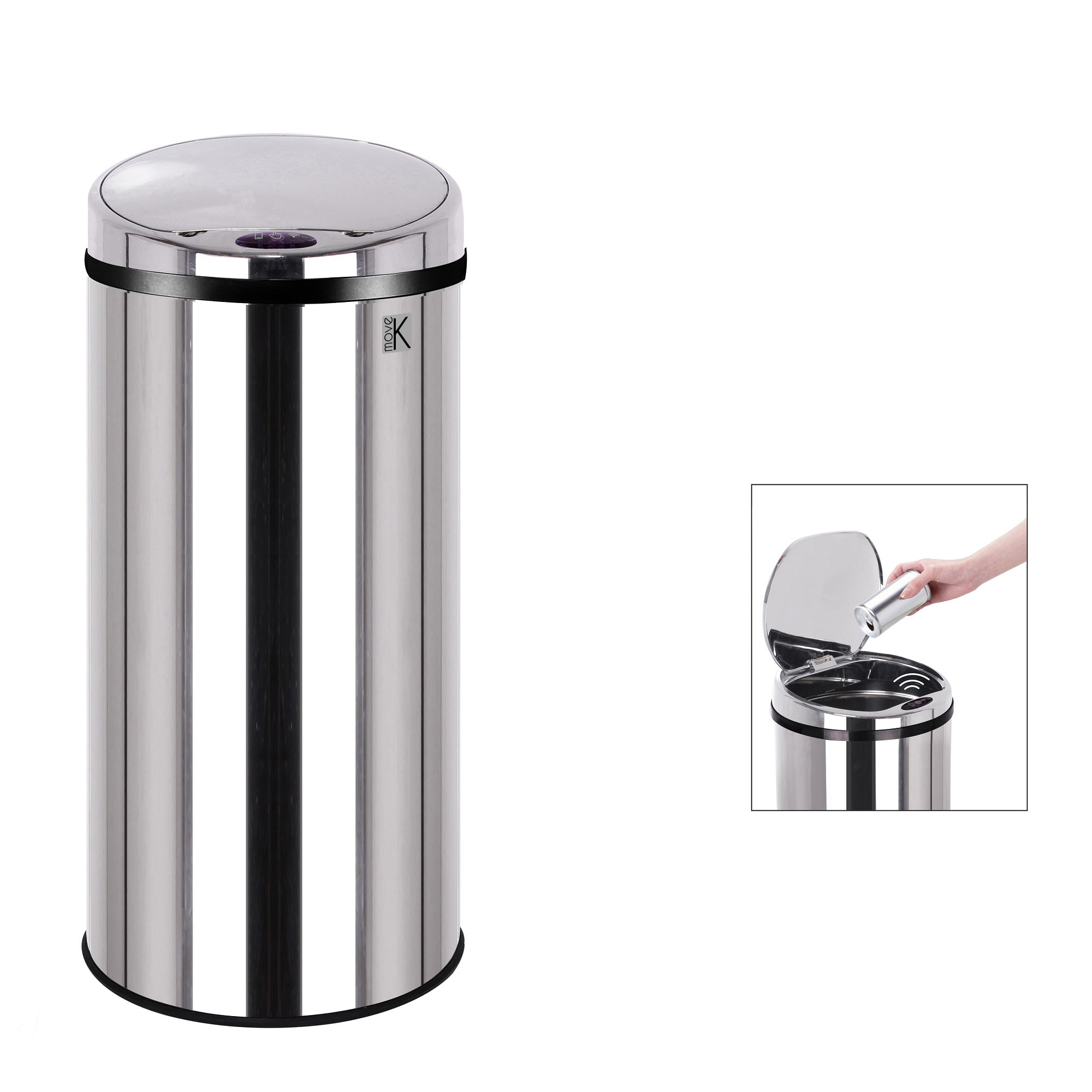 Red Deco Artic poubelle cuisine 30L inox capteur compacte